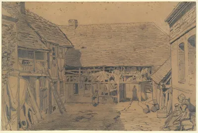 Barnyard Scene by Émile Frédéric Nicolle, 1862 — digital art print download