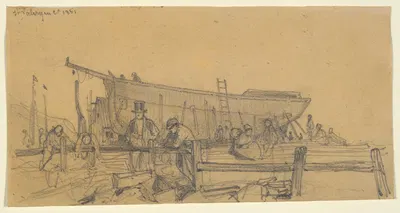 Shipyard by Émile Frédéric Nicolle, 1861 — digital art print download
