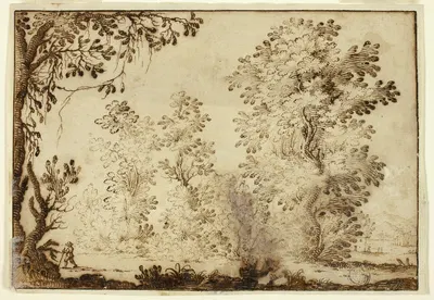 Wooded Landscape with Traveler in Foreground by Ercole Bazicaluva — digital art print download