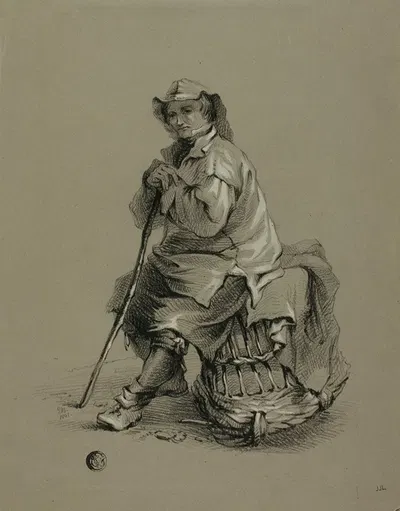 Fisherman Seated on Lobster Pot by Евгений Блери — digital art print download