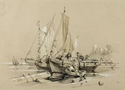 Harbor with Cutters by Евгений Блери, 1841 — digital art print download