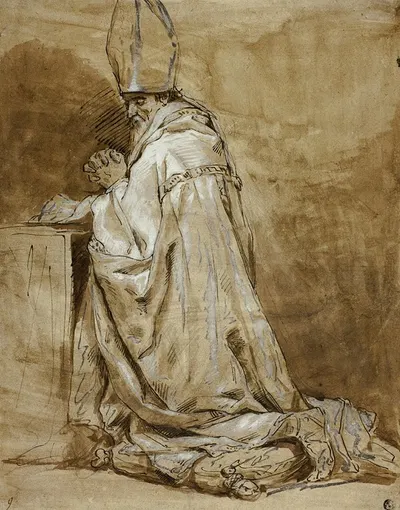 Bishop Kneeling in Prayer by Последователь Абрахама Блоэмаэрта — digital art print download