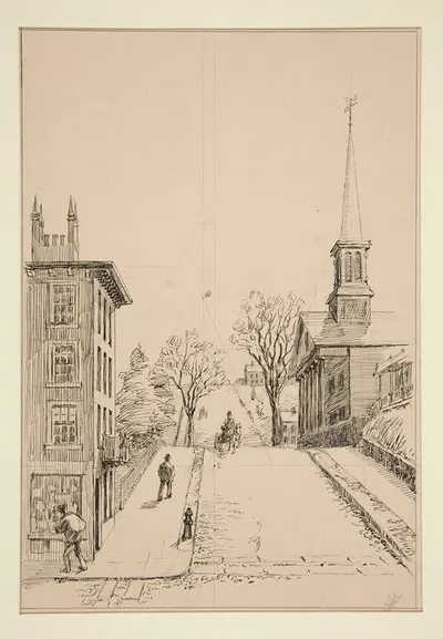 Perspective Problem, Grand Avenue from Quinnipiac Avenue by George H. Langzettel — digital art print download