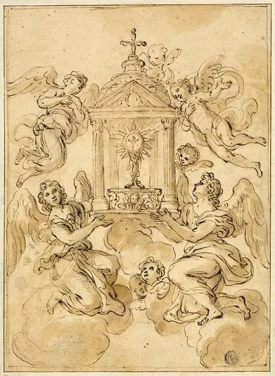 Monstrance Borne by Angels by Giacinto Calandrucci — digital art print download