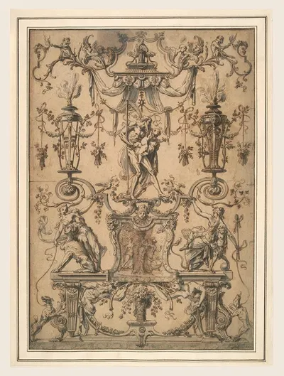 Ornamental panel with Father Time by Gilles-Marie Oppenord — digital art print download