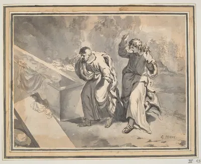 St. Peter and St. John Finding Christ’s Tomb Empty by Godfried Maes — digital art print download