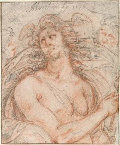 Mercury with heads of an Old and a Young Man by Jacob Matham, 1599 — digital art print download