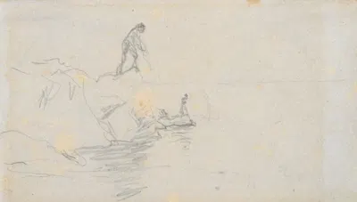 Two Men on a Rocky Shore by Жан-Франсуа Миле — digital art print download