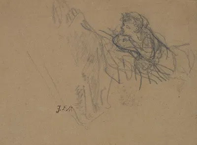 Young Boy Reclining on Elbows, Admiring a Shepherdess by Жан-Франсуа Миле — digital art print download