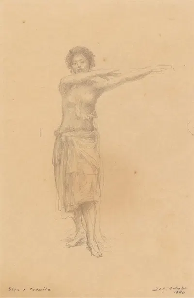 Taupo Dancing the Standing Siva, Samoa by Джон Ла Фардж, 1890 — digital art print download