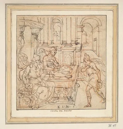 The Prodigal Son taking leave of his parents by Карел Ван Мандер — digital art print download