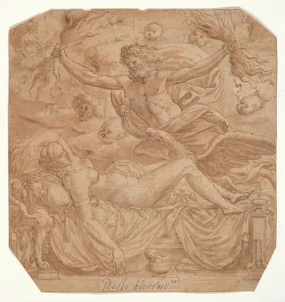 Jupiter and Semele by Luca Penni — digital art print download