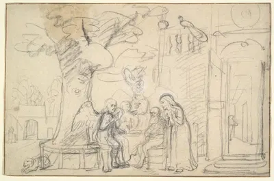 Abraham Entertaining the Angels by Николаес Маес — digital art print download