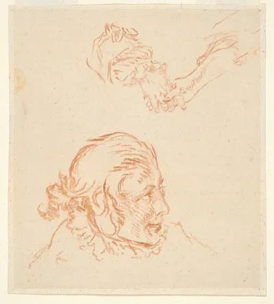 Portrait of an Actor and Study of Hands by Николас Ланкре — digital art print download