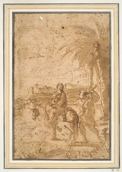 Flight into Egypt by Пьер Франческо Мола — digital art print download