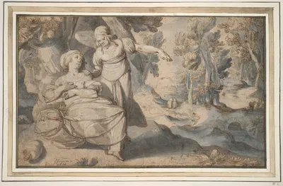 Hagar and the Angel by Pieter Lastman, 1600–1601 — digital art print download