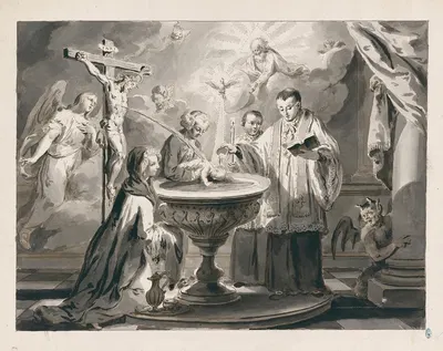 Baptism from The Seven Sacraments by Pietro Antonio Novelli, 1769 — digital art print download