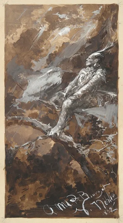Indian in a Storm by Виктор Нехлиг, 1882 — digital art print download