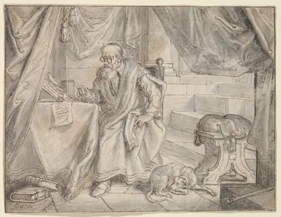 Study for 'The Man with Glasses Speaks' by Adriaen van de Venne — digital art print download