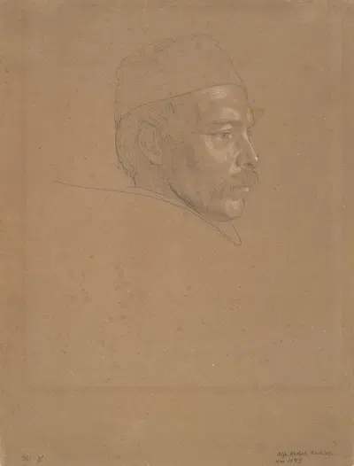 Study of a Man’s Head by Альфред Ретель — digital art print download