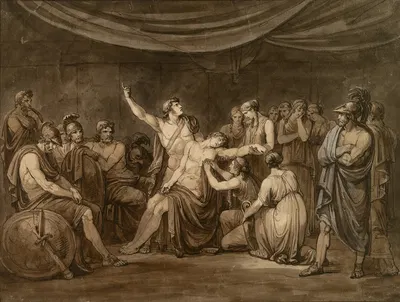 Achilles Swears an Oath to Avenge the Dead Patroclus, Killed by Hector by Бартоломео Пинелли, 1808 — digital art print…