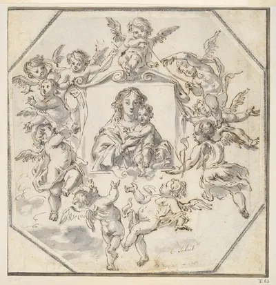 Image of the Madonna Surrounded by Angels by Cornelis Schut — digital art print download