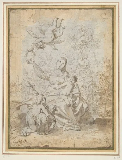 Madonna with St. John the Baptist and Angel by Cornelis Schut — digital art print download
