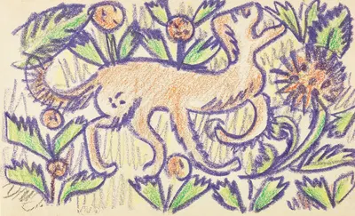 Hund im Pflanzennornament by Доротея Мецель-Йохансен, 1918 — digital art print download