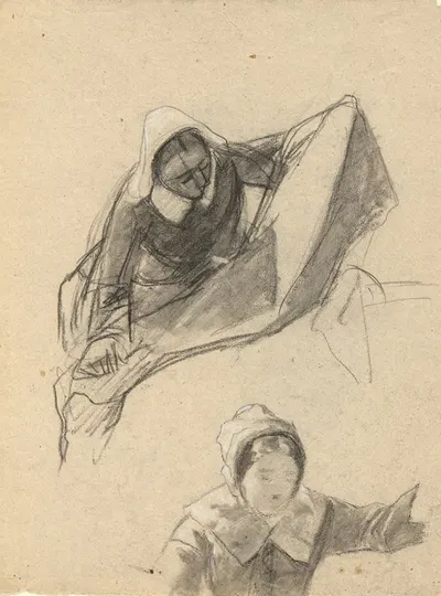 Woman, sketch for Signing of the Compact in the Cabin of the Mayflower by Эдвин Уайт — digital art print download