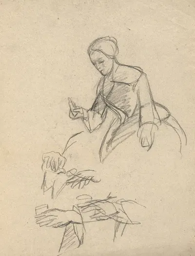 Seated Woman, sketch for Signing of the Compact in the Cabin of the Mayflower by Эдвин Уайт — digital art print download