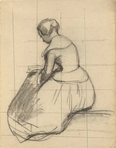 Woman Reading, sketch for Signing of the Compact in the Cabin of the Mayflower by Эдвин Уайт — digital art print download