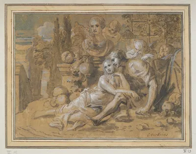 Amorous Couple in a Landscape by Эразм Квеллинас младший — digital art print download