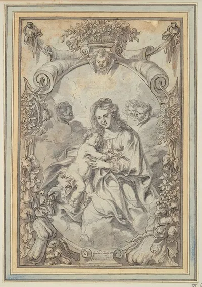 Madonna within Ornamental Frame by Gerard Seghers — digital art print download