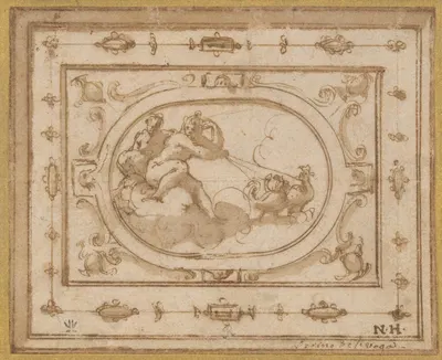 Aurora and Tithonius, study for a stage decoration for a performance of Aretino’s La Talenta by Джорджо Вазари — digital…