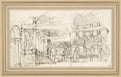Study of a Stage Design for the Hall of a Palace by Giuseppe Valeriani — digital art print download