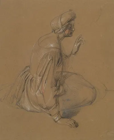 Study of a Seated Woman; St. Elizabeth by Генрих Швеммингер — digital art print download