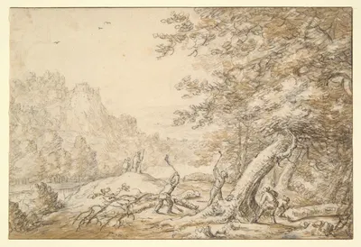Landscape with Woodcutters by Херман Сафлевен — digital art print download