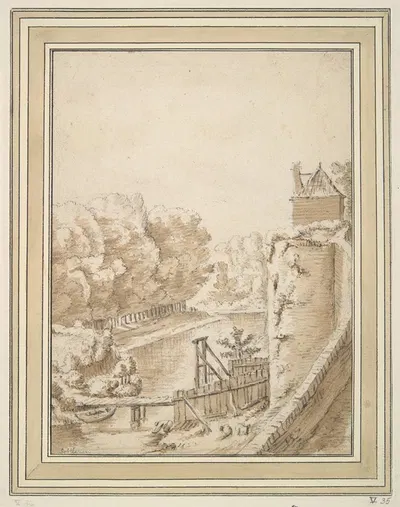 A Moat near a Castle by Херман Сафлевен — digital art print download