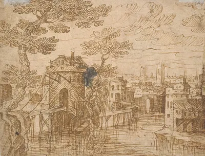 Landscape with a City on a River by Hermann Weyer — digital art print download