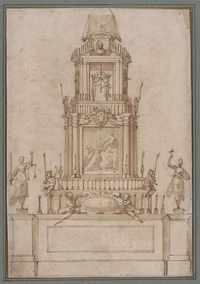 Design for a Catafalque for Cosimo I de’ Medici by Якопо Цукки, 1574 — digital art print download