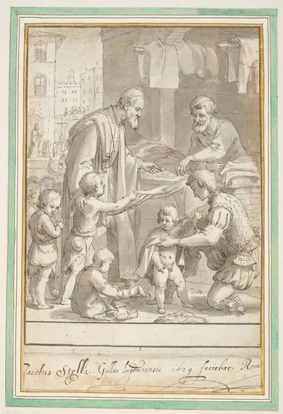 Saint Philip buying clothes for children by Жак Стелла, 1629 — digital art print download