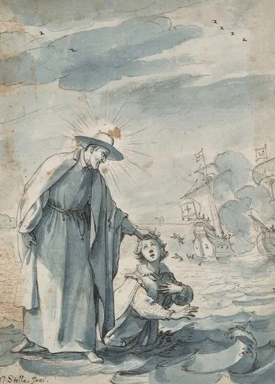 The Rescue of the Sailor Andrea, preparatory study for an egraving by Christian Sas by Жак Стелла — digital art print…