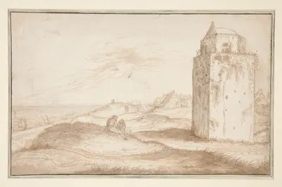 The Dunes and the Lighthouse near Zandvoort by Jan van de Velde II — digital art print download