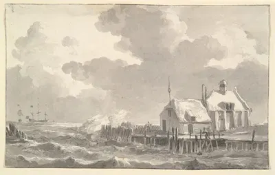 An Estuary in a Storm by Иоганнес Кристиаан Шотель — digital art print download
