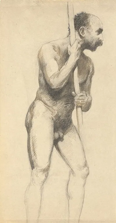 Male Nude with a Pole by Джон Фергюсон Уир — digital art print download