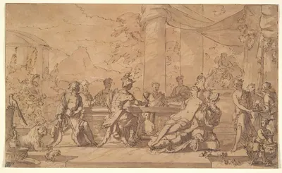 The Banquet of Aeneas and Dido by Mattheus Terwesten — digital art print download