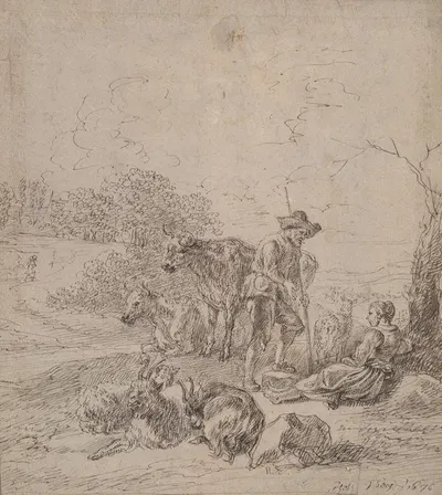 Pastoral Scene by Matthys van den Bergh, 1676 — digital art print download