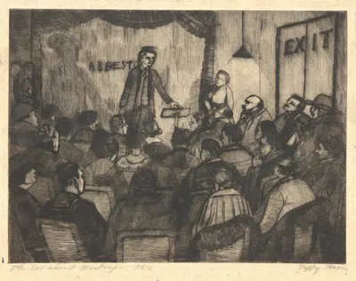 Socialist Meeting by Peggy Bacon, 1918 — digital art print download