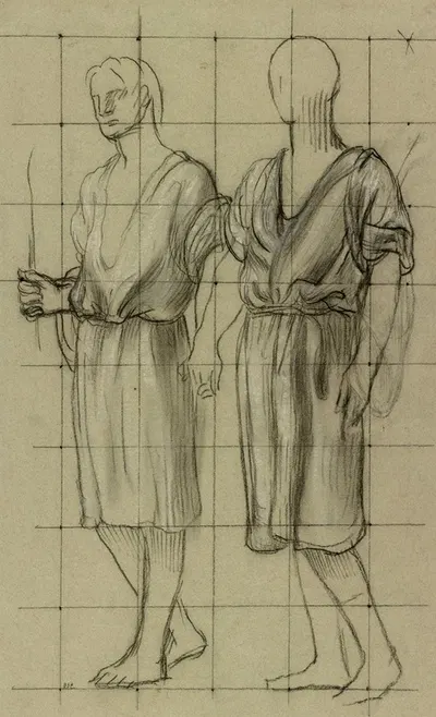 Study of Two Standing Figures by Пьер Пюви де Шаванн — digital art print download