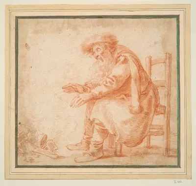 Old Man Warming his Hands at a Fire by Питер Янсз. Кваст — digital art print download
